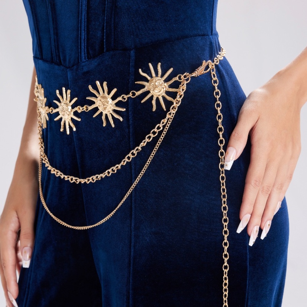 Celestial Sun Multi Layer Chain Statement Belt Me… - image 7